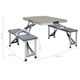 Folding Camping Table with 4 Seats Steel Aluminium 47686