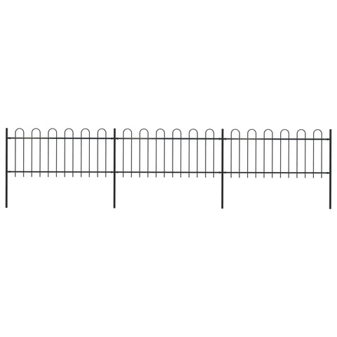 ZNTS Garden Fence with Hoop Top Steel 5.1x0.8 m Black 277649