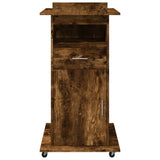 Lectern with Wheels & Drawer Smoked Oak 55x55x107 cm Engineered Wood 848028