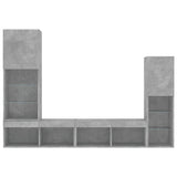 4 Piece TV Wall Units with LED Concrete Grey Engineered Wood 3216657