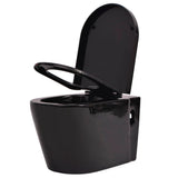Wall Hung Toilet with Concealed Cistern Ceramic Black 3054477