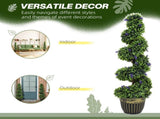 Set of 2 Decorative Artificial, Boxwood Spiral Topiary Tree with Lavender and Pot, Fake T3398P328353
