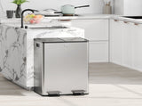 56L Dual Compartment Stainless Steel Bin, with Deodoriser Holders - Silver Tone T3398P424965