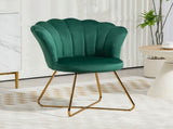 Velvet-Feel Lotus Petal Accent Chair - Green T3398P329865