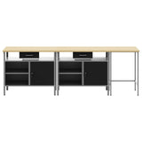 Work Bench Set 3 pcs Black and Grey Powder-Coated Steel 3321396