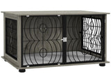 Indoor Dog Crate Furniture End Table w/ Plush Washable Cushion, Lockable Door, for Medium Dogs T3398P376380
