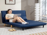 Two-Seater Linen-Look Sofa Bed - Dark Blue T3398P377860