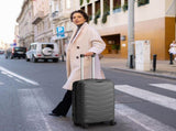 V-shaped stripe 3-in-1 PP trolley case 20in 24in 28in PP iron trolley classic color - dark gray 95635181