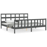 Bed Frame without Mattress Grey 200x200 cm Solid Wood Pine 3193033