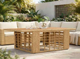 Garden Table Natural 100 x 55 x 37 cm PE Rattan and Glass 42035142
