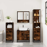4 Piece Bathroom Furniture Set Smoked Oak Engineered Wood 3301287
