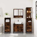 ZNTS 4 Piece Bathroom Furniture Set Smoked Oak Engineered Wood 3301287