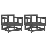 Garden Chairs 2 pcs Grey Solid Wood Pine 825389