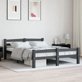 ZNTS Bed Frame without Mattress Dark Grey Solid Pinewood 120x200 cm 322091