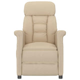 Recliner Chair Cream Cream 70.5 x 96.5 x 95 cm Fabric and metal 348404