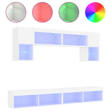 6 Piece TV Wall Units with LED White Engineered Wood 3216704