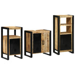 Bathroom Furniture Set with Shelf 3 pcs Brown Solid Mango Wood 3305622