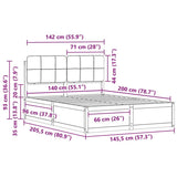 Bed Frame with Upholstered Headboard Light Grey 140 x 200 cm 3398198