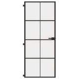 Interior Door Slim Black 83x201.5 cm Tempered Glass and Aluminium 155127