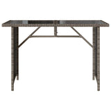 Garden Table with Glass Top Grey 110x68x70 cm Poly Rattan 366352