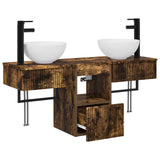 Bathroom Furniture Set 3 pcs Smoked Oak Engineered Wood 3405582