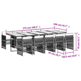 11 Piece Garden Dining Set with Cushions Grey Poly Rattan 3210932