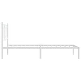Metal Bed Frame without Mattress with Headboard White 107x203cm 376173