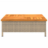 Garden Table Beige 70x70x25 cm Rattan and Acacia Wood 3281631