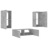 3 Piece TV Wall Cabinets with LED Lights Concrete Grey 3216877
