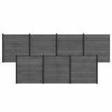 Fence Set 7 pcs 1218 x 186 cm WPC and Aluminium Grey 3429399