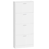 Shoe Cabinet High Gloss White 59x17x150 cm Engineered Wood 342522