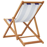 Folding Beach Chairs 2 pcs Blue and White Fabric and Solid Wood 3214501
