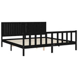 Bed Frame without Mattress Black 200x200 cm Solid Wood Pine 3192970