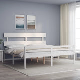 Senior Bed without Mattress White Super King Size Solid Wood 3195367