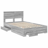 Bed Frame with Drawer Grey Sonoma 135 x 190 cm Engineered Wood 3408277