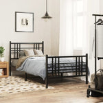 ZNTS Metal Bed Frame without Mattress with Footboard Black 90x190cm 376334