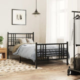 ZNTS Metal Bed Frame without Mattress with Footboard Black 90x190cm 376334