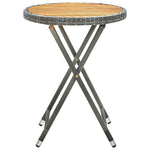 Tea Table Grey 60 cm Poly Rattan and Solid Acacia Wood 316510