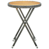 Tea Table Grey 60 cm Poly Rattan and Solid Acacia Wood 316510