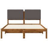 Bed Frame with Upholstered Headboard Natural and Light Grey 903969
