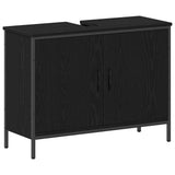 Bathroom Furniture Set with Shelf 4 pcs Black Engineered wood 3334433