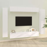 8 Piece TV Cabinet Set White Engineered Wood 3114294