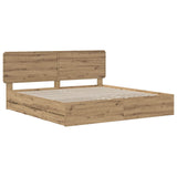 Bed Frame with Storage and Headboard Artisan Oak 180 x 200 cm 3445838