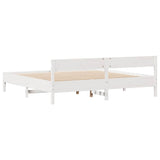 Bed Frame without Mattress White 200x200 cm Solid Wood Pine 3301738