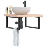 Basin Shelf Wall Mounted Steel and Solid Wood Oak 3302469