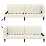 Corner Bed Frame with Headboard Cream 90 cm x 200 cm Velvet 42016233