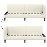 Corner Bed Frame Cream 90 x 200 cm Velvet and Engineered wood 42016233