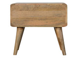 Solid Wood Curved Oak-ish Bedside, 2 Drawers, Beige B2743P402926