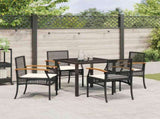 Garden Dining Set with Cushion 5 pcs Black Rattan 3380814
