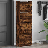 Shoe Cabinet with 4 Flip-Drawers Smoked Oak 60x34x187.5 cm 3214375
